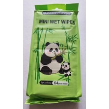 Modellino 1 Paket Içinde 8 Adet 8'li Paket / 64'lü Islak Mendil - Mini Wet Wipes - Yeşil Panda