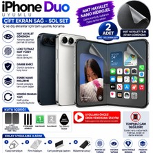 Biemtek Iphone Duo Uyumlu 2 Adet Çift Ekran Sağ-Sol Mat Hayalet Nano Hidrojel Kırılmaz Ekran Koruyucu Darbe Emici Tpu Film