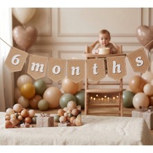 My Paper Craft "6 Months" Yazılı Kağıt Banner – 6. Ay Bebek Doğum Günü & Fotoğraf Çekim Afişi