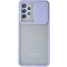 Edntrend Newface  Galaxy A72 Kılıf Palm Buzlu Kamera Sürgülü Silikon - Lila