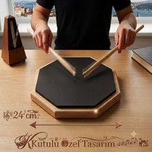 Tr Kutulu Bateri Çalışma Antrenman Pedi - 24 cm Ahşap Tabanlı Sekizgen Bateri Çalışma Pedi,