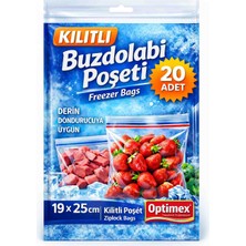 Optimex Kilitli Buzdolabı Poşeti 19X25 cm 20 Adet – Derin Dondurucuya Uygun Gıda Saklama Torbası