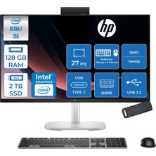 Hp Elitestudio 8 G1I Intel Core Ultra 7 265 Upto 5.3ghz 128GB Ddr5 2tb SSD 27" Qhd (2560 x 1440), Ips, Yansıma Önleyici, 300 Nit, Freedos Allınone Bilgisayar D36C1ETF39+ZETTAUSBBELLEK