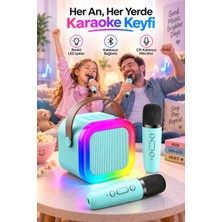 Robeve Blic 2 Mikrofonlu Çocuk Karaoke Hoparlör ve Bluetooth Hoparlör – LED Işıklı Mini Karaoke Seti, 6 Farklı Ses Efekti, Uzun Pil Ömrü, Taşınabilir Çocuk Mikrofonu ve Çocuk Müzik Aleti