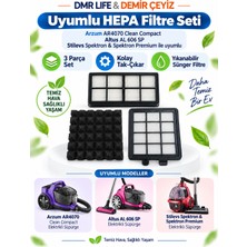 DEMİR ÇEYİZ Stilevs Spektron - Arzum AR4070 - Altus Al 606 Sp Elektrikli Süpürge Için Uyumlu Hepa Filtre Seti