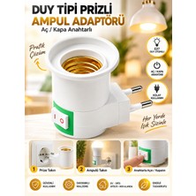 Duy Tipi Prizli Ampul Adaptörü Aç/kapa Anahtarlı E27 Duy Aparatı