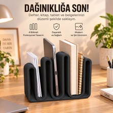 Nakama-Co Masaüstü Kitap Defter Düzenleyici Organizer – 4 Bölmeli Tablet ve Dosya Tutucu Dekoratif Stant