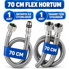 Cina Max 70 cm Paslanmaz Çelik Flex Hortum Batarya ve Taharet Musluğu Klozet Bağlantı Hortumu