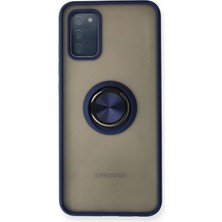 Marsilyan™- Samsung Galaxy A02S Kılıf Montreal Yüzüklü Silikon Kapak - Lacivert