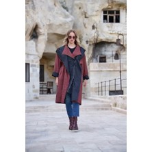 Misswhence Şal Yaka Kapüşonlu Tafta Kap 40402 Tarçin