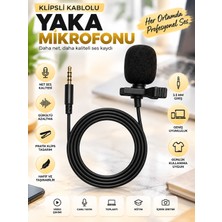 3.5 mm Yaka Mikrofonu Klipsli Kablolu Telefon Bilgisayar Uyumlu Ses Kayıt Mikrofonu