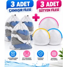 Cina Max 3'lü Çamaşır Yıkama Filesi 40X60 cm + 3'lü Sütyen Yıkama Filesi Fermuarlı Set