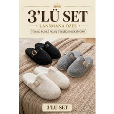 Nmoda 3’lü Avantajlı Paket Kışlık Peluş Desenli Sessiz Ortopedik Taban Çeyiz Misafir Ev Terliği Seti