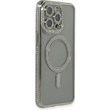 Edntrend Newface Iphone 15 Pro Kılıf Joke Simli Magneticsafe Kılıf - Gri