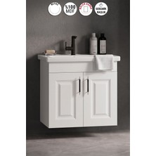 Özceden Salkım 55 cm Beyaz Balon Mdf Seramik Lavabolu Asma Banyo Alt Dolabı