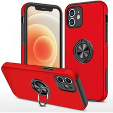 Marsilyan™- Apple Iphone 12 Kılıf Elit Yüzüklü Kapak - Kırmızı