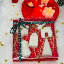 My Elfa Yılbaşı Konsept'li Dekoratif Hediyelik Geyik, Kartanesi, Kardan Adam, Çam Ağacı, Ev Soya Mum Set