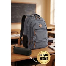 Byhakan Unisex Okul Seyehat Sırt Çantası GK19 Gri Su Geçirmez 15.6 inç Laptop Bölmeli Dayanıklı