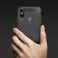 Xiaomi Mi 8  Dark Ultra Koruma Karbon Fiber Doku Silikon KILIF-(5775) Kırmızı