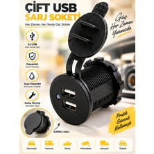 Çift USB Girişli Kapaklı Araç Şarj Soketi Panel Montaj Tipi