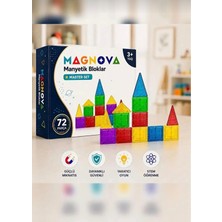 Vilora Home Magnova-72 Parça Manyetik Yapı Blokları - Çocuklar Için Renkli 3 Boyutlu Karo Oyun Seti Oyuncak Yap-Boz