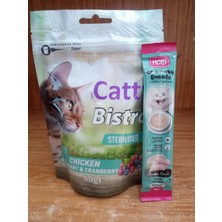 Catty Bistro Kısırlaştırılmış Kedi Ödülü Tavuklu 60GR+10 Adet Hobi Tavuklu Kedi Ödül Krema