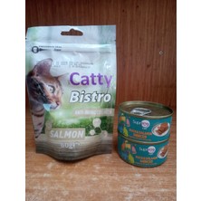 Catty Bistro Yaşlanma Karşıtı Collagen Somonlu Kedi Ödülü 60GR +10 Adet Hobi Somonlu Kedi Ödül Krema