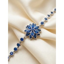 Aytekin Jewelry Lacivert Çiçek Bileklik 925 Ayar Gümüş