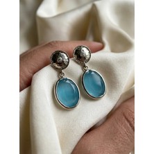 Aytekin Jewelry Dövme Gümüş Turkuaz Küpe 925 Ayar