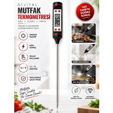 Dijital Mutfak Termometresi LCD Ekranlı Gıda Et Süt Sıcaklık Ölçer °c/°f Hassas Ölçüm