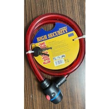 Trendexa Barıser Bisiklet Halat Kilit 15X100 cm Çelik Güvenlik Kilidi Anahtarlı Siyah Kırmızı Mavi (Kırmızı)