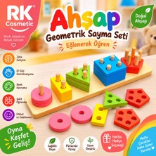 RK Cosmetics Ahşap Geometrik Şekil Eşleştirme ve Sayma Oyuncağı – Eğitici Koordinasyon Oyunu