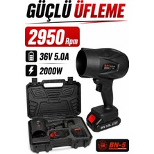 Bn-5 Profesyonel 36V 5.0AH Şarjlı Hava Üfleyici (Blower) - 2000W Güçlü Motor ve Çift Bataryalı Çantalı Set