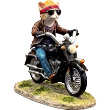 Rakun Home Motosikletli Minyatür Asi Kedi Biblosu (Biker Cat)