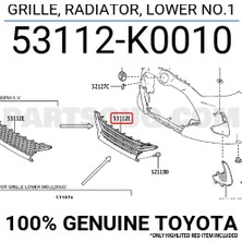TŞT Toyota Yaris 2020-2024 Ön Tampon Panjuru Siyah (Tyg) (Oem NO:53112K0010)
