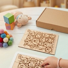 Lodos Tasarım Atölyesi Ahşap Boyanabilir Çocuk Puzzle - Eğitici Canavar Figürlü Ahşap Yapboz