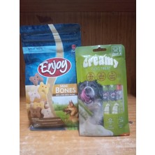 Enjoy Mini Kemik Köpek Ödül Bisküvisi 250 gr Doğal Içerikli Sağlıklı Ödül+1 Paket ( 4 Adet )Tonbalıklı&deniztaraklı Köpek Ödül Krema