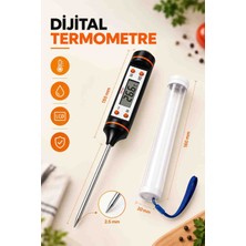 Casa Ruva Dijital Gıda Termometresi Paslanmaz Çelik Prob LCD Ekranlı Mutfak Et Fırın Bbq Sıvı Sıcaklık Ölçer -50 °c / +300°C