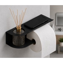 Lüks Metal Tuvalet Kağıtlığı Siyah Duvar Tipi Modern Wc Kağıt Askısı Düzenleyici