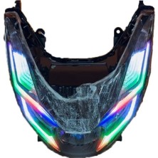 Moto Life N Coffee Honda Pcx 2021 - 2024 Uyumlu Rgb LED Telefon Konrollü Ön Far Takımı Bluetooth
