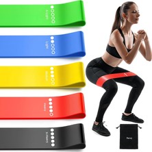 Happy Trend 5 Adet Farklı Dirençte Pilates Squat Aerobik Bandı - Hafif,orta,sert Çalışma Lastiği-Evde Spor Karın Kası Sıkılaşma Seti