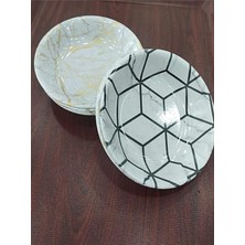 Happy Trend 4 Adet Melamin Çukur Yemek Tabağı 18CM Bpa Içermez Bulaşık Makinesinde Yıkanar Desenli Yemek Tabağı