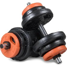 Happy Trend Ecgspor 21 kg (2X10,5KG) Multifonksiyonel Grip Plate Dambıl Seti Turuncu -Siyah