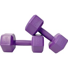 Happy Trend 2 kg Altıgen Mor Dambıl Seti 2 kg x 2 Adet Toplam 4 kg Ağırlık Seti