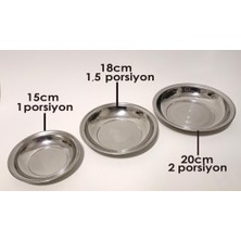 Happy Trend 18CM Paslanmaz Çelik Çukur Yemek Tabağı Dubleporsyon Sağlam Metal Tabak