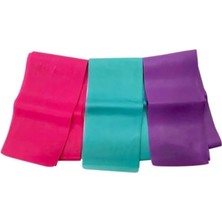 Happy Trend Pilates Bandı Seti – 3'lü Egzersiz Lastiği Mor Pembe Mavi 94X7 cm Jimnastik ve Aerobik Bant