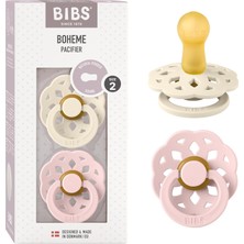 Happy Trend Emzikler - Boheme Koleksiyonu | Bpa Içermeyen Yuvarlak Emzik | Nautral Kauçuk Lateks | Danimarka'da Üretilmiştir | 2'li Set Fildişi/çiçek Renkli Premium Emzikler | Boyut 6-18 Ay