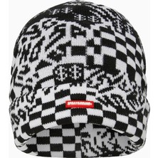Sprayground Black White Warp Check %100 Akrilik Bere