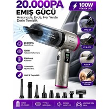 Deanb 20000PA 100W Araç Süpürgesi | LED Ekranlı, Ev Ofis Araba Için El Süpürgesi - Hepa Filtreli