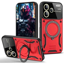 Edntrend Newface Xiaomi Redmi Note 13 Pro Plus Joy Lens Standlı Kapak - Kırmızı